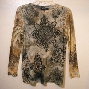 Long sleeve Beaded Top by B.L.E.U. Size: Small